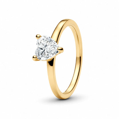 Sparkling Clear Heart Sterling Silver Ring