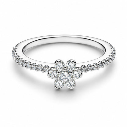 Sparkling Flower Sterling Silver Ring