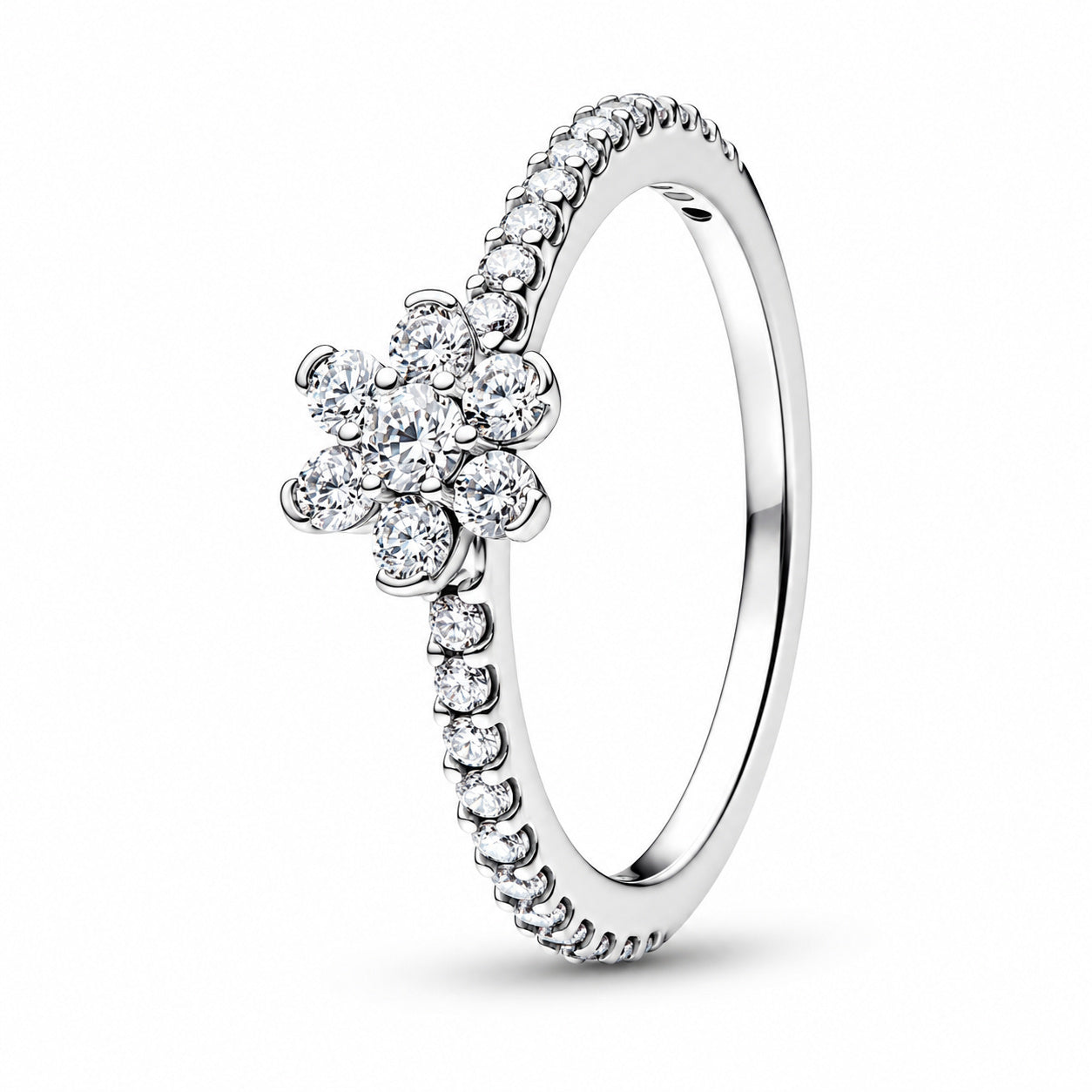 Sparkling Flower Sterling Silver Ring