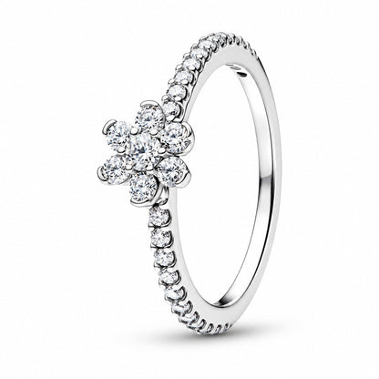 Sparkling Flower Sterling Silver Ring