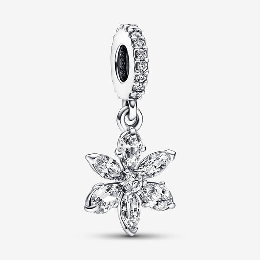 Sparkling Herbarium Cluster Dangle Charm Hallmarked S925 Sterling Silver