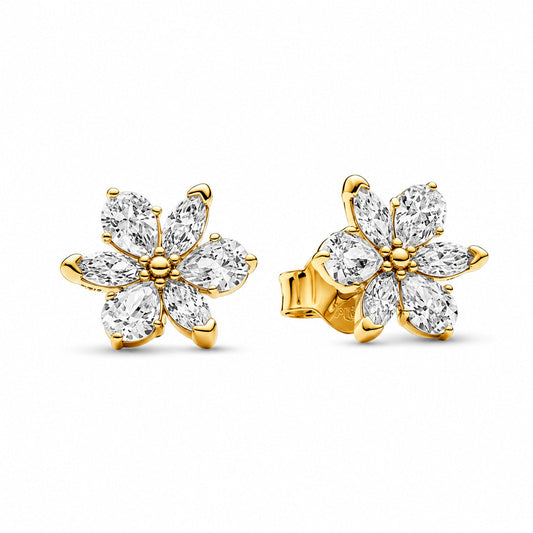 Sparkling Gold Plated Herbarium Cluster Stud Earrings