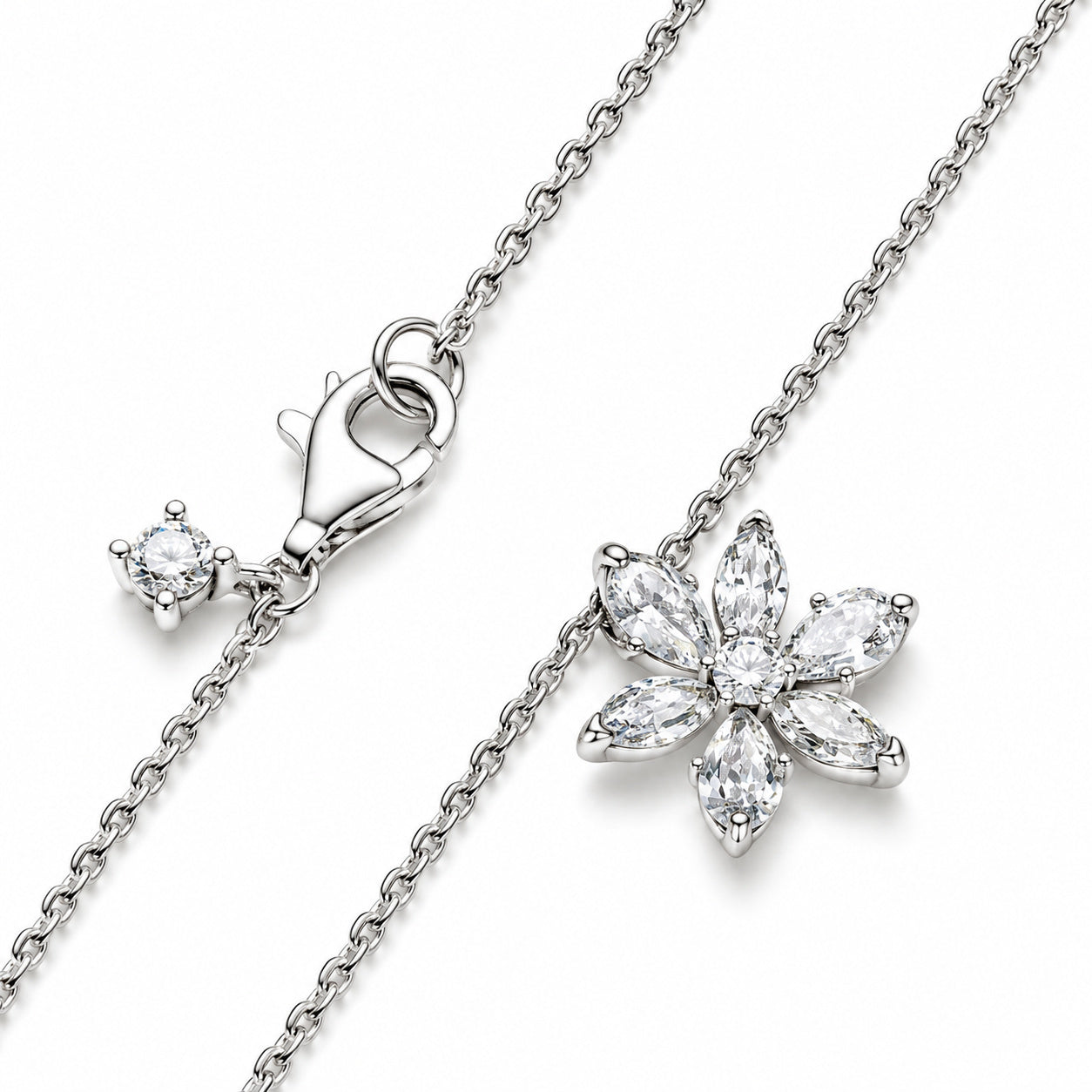 Sparkling Herbarium Cluster Pendant Necklace S925 Sterling Silver