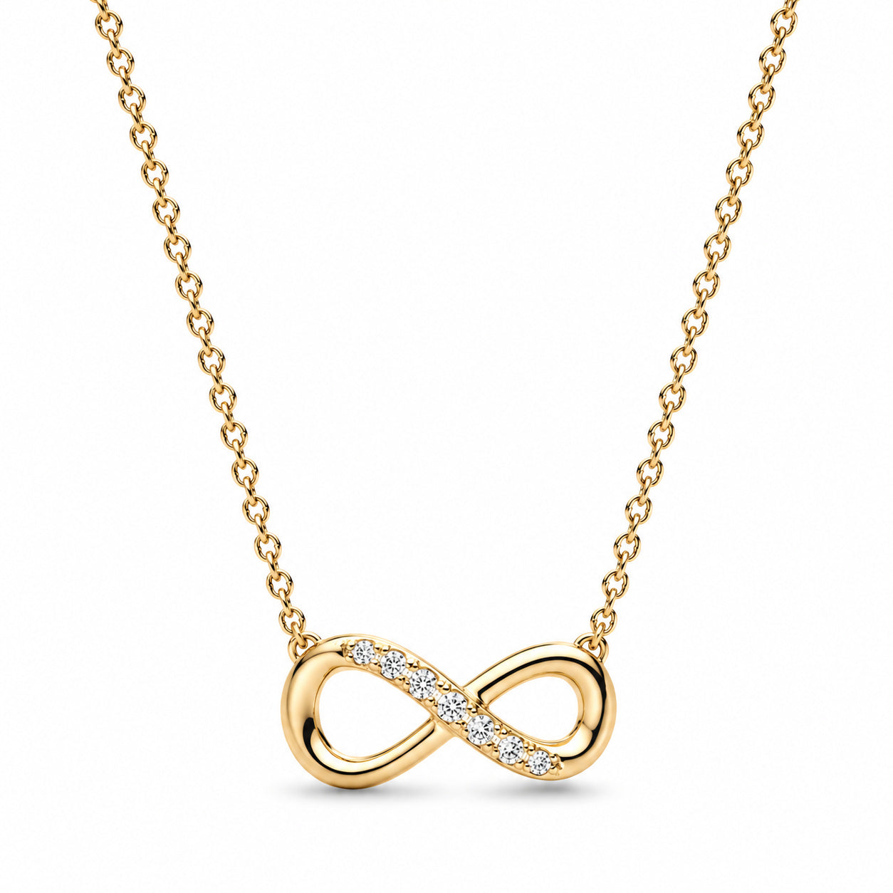 Sparkling Infinity Collier Gold Plated Necklace S925 Sterling Silver