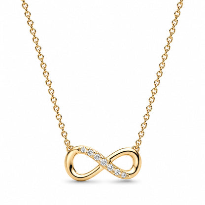 Sparkling Infinity Collier Gold Plated Necklace  S925 Sterling Silver