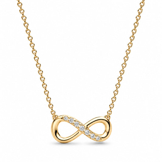 Sparkling Infinity Collier Gold Plated Necklace S925 Sterling Silver