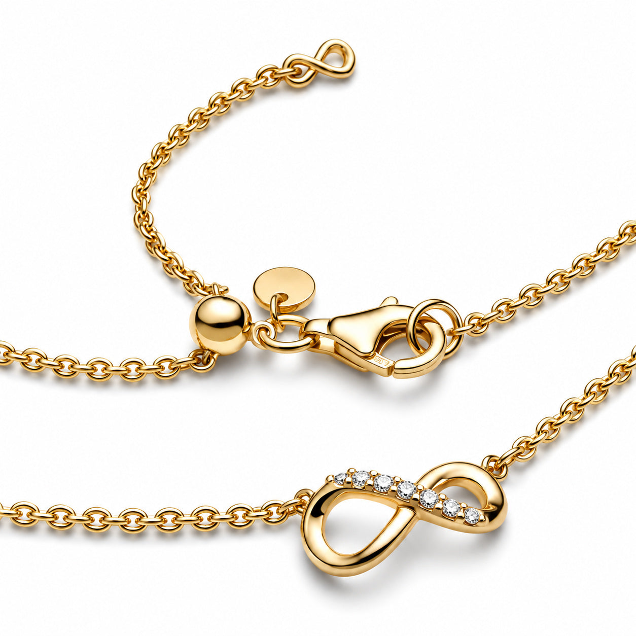 Sparkling Infinity Collier Gold Plated Necklace S925 Sterling Silver