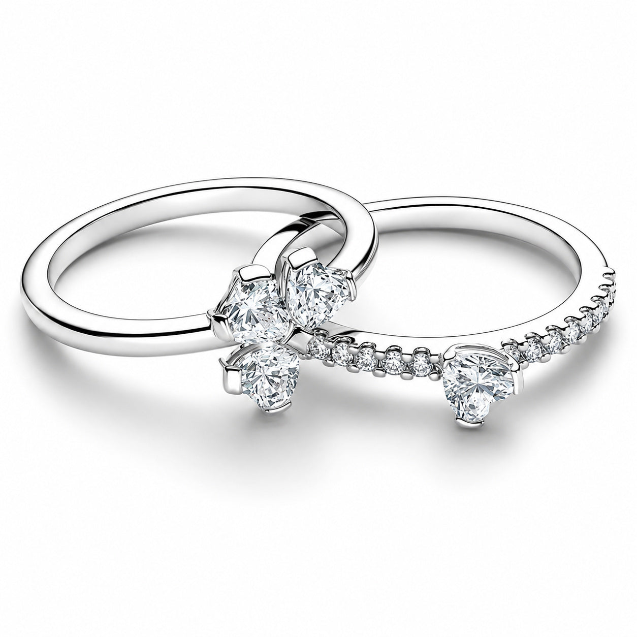 Sparkling Lucky Clover Splitable Ring Sterling Silver Ring