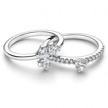 Sparkling Lucky Clover Splitable Ring Sterling Silver Ring