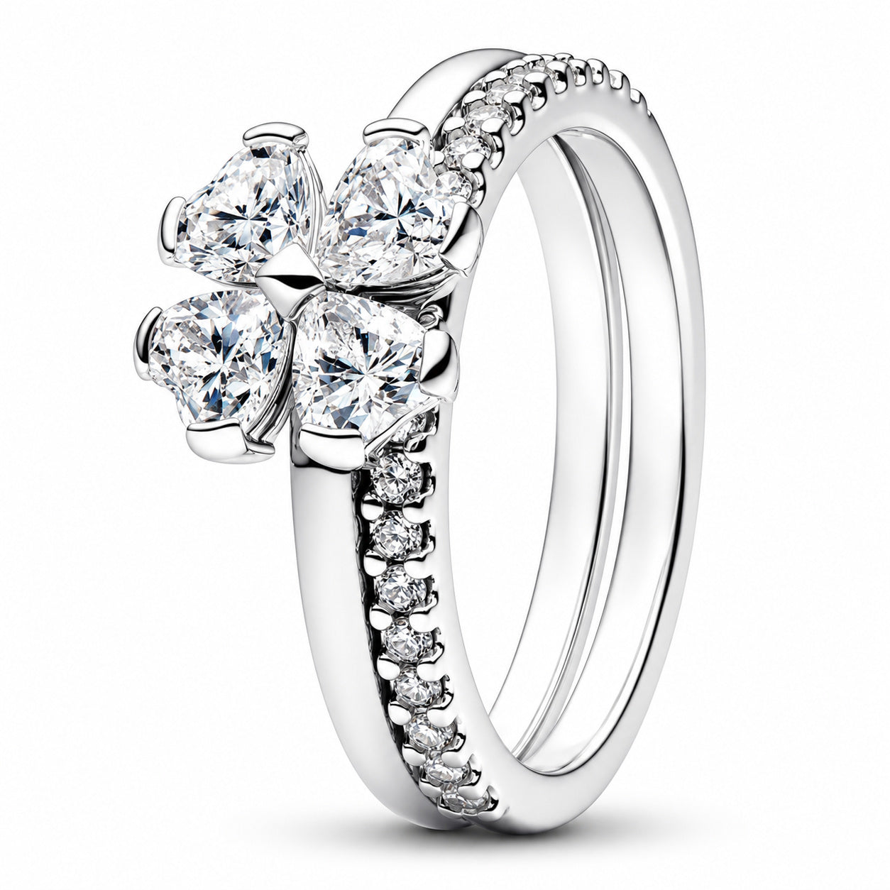 Sparkling Lucky Clover Splitable Ring Sterling Silver Ring