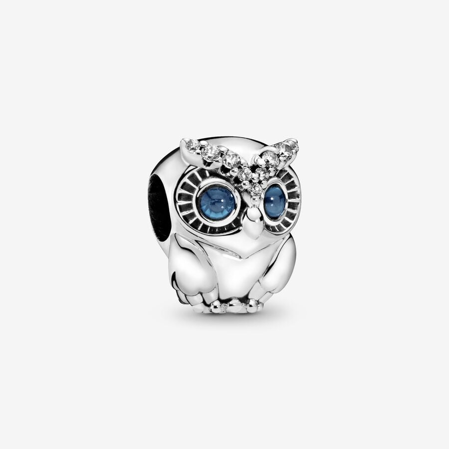 Sparkling Owl Charm S925 Sterling Silver