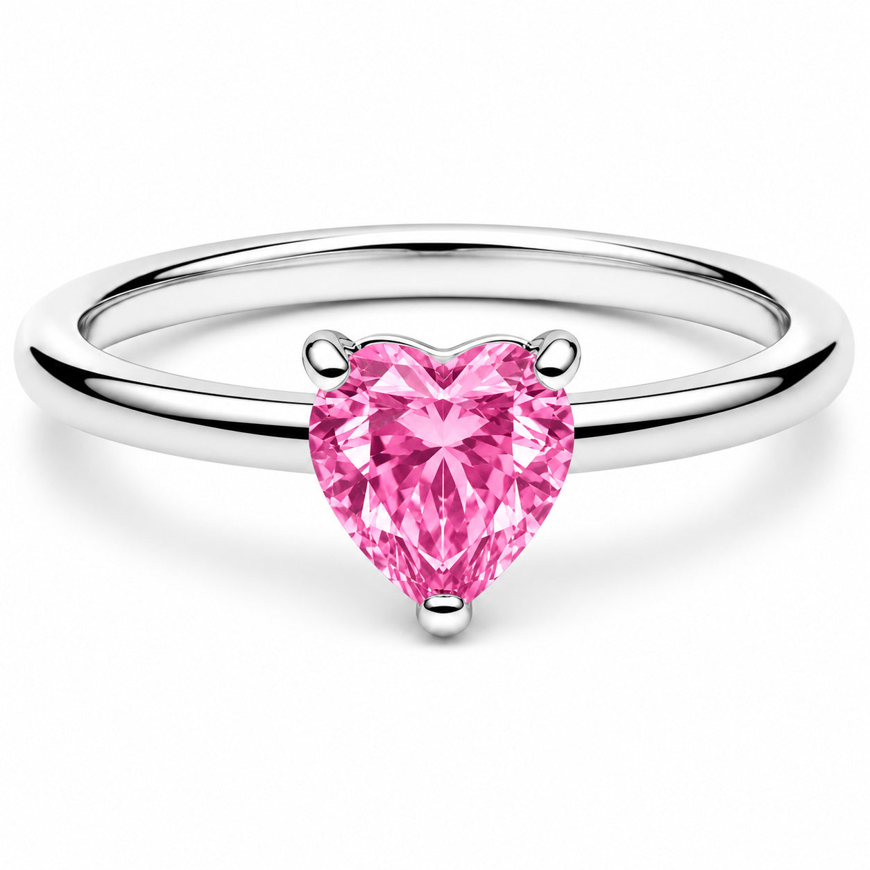 Sparkling Pink Heart Ring S925 Sterling Silver