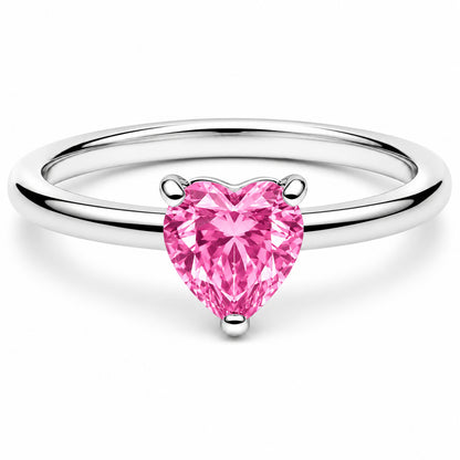 Sparkling Pink Heart Ring S925 Sterling Silver