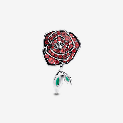 Sparkling Rose in Bloom Charm  S925 Sterling Silver