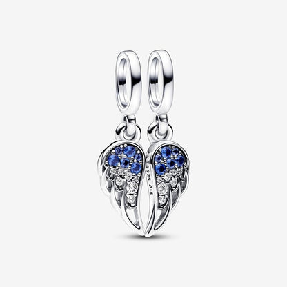 Sparkling Splitable Angel Wings Dangle Charm S925 Sterling Silver