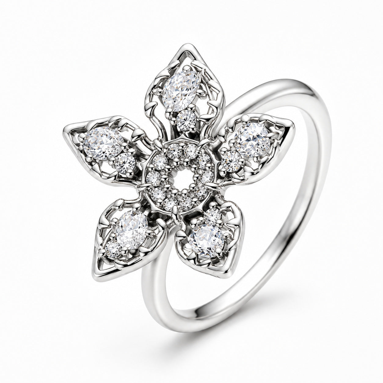 Sparkling White Radiant Stranger Things Demogorgon Ring S925 Sterling Silver