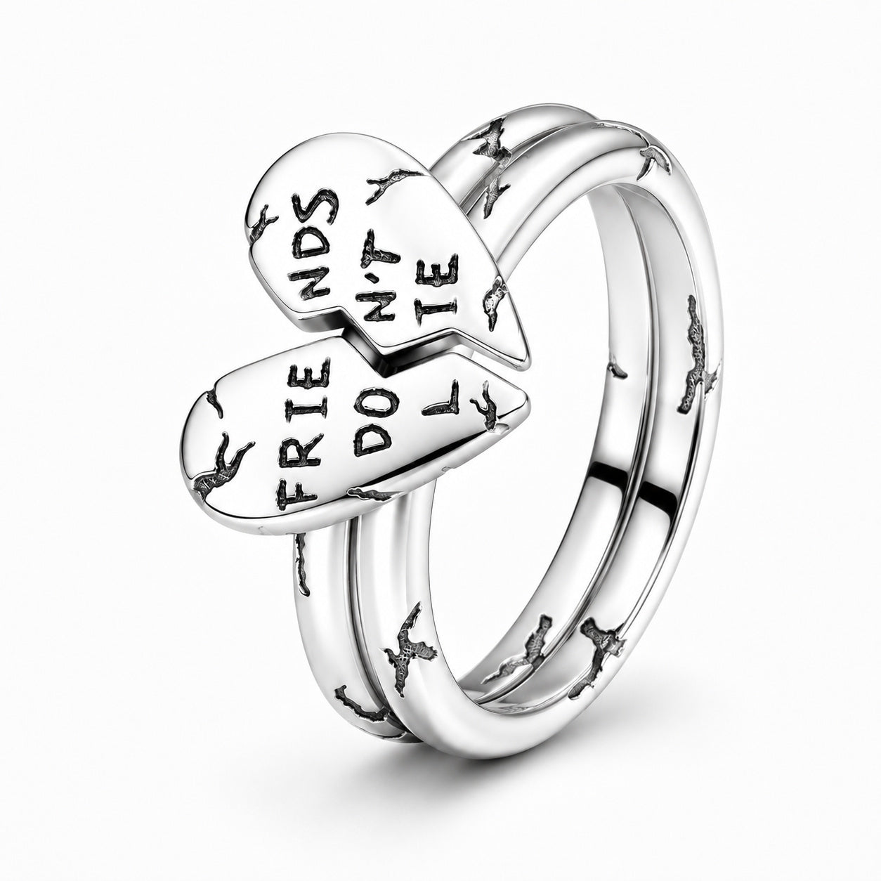 Sparkling White Radiant Stranger Things Friends Don't Lie Splitable Ring S925 Sterling Silver