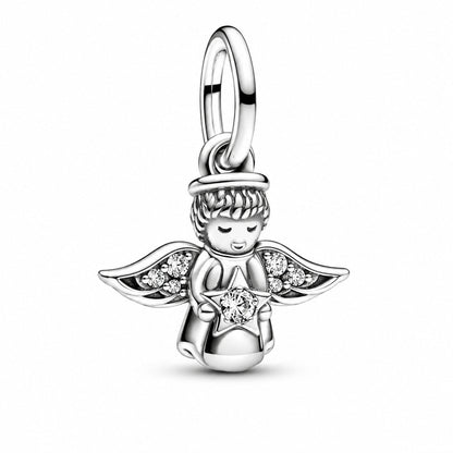 Sparkling Angel Dangle Charm S925 Sterling Silver