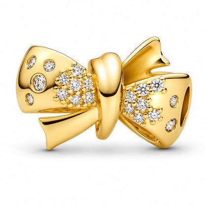 Sparkling Bow Charm  S925 Sterling Silver
