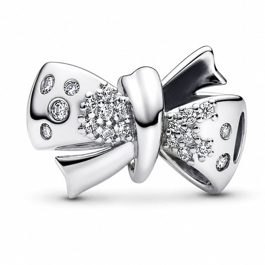 Sparkling Bow Charm S925 Sterling Silver