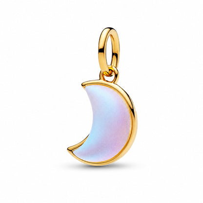 Sparkling Crescent Moon Dangle Charm S925 Sterling Silver