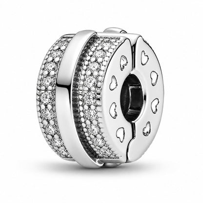 Sparkling Pav?Lines & Logo Charm  S925  Compatible Sterling Silver Charm