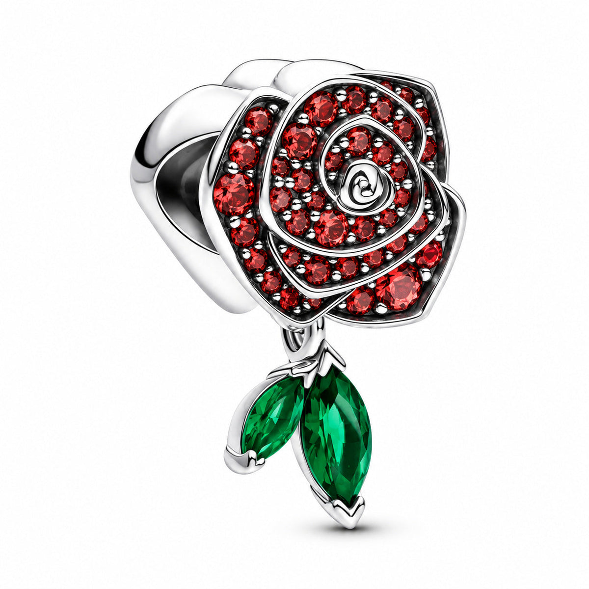 Sparkling Rose in Bloom Charm  S925 Sterling Silver