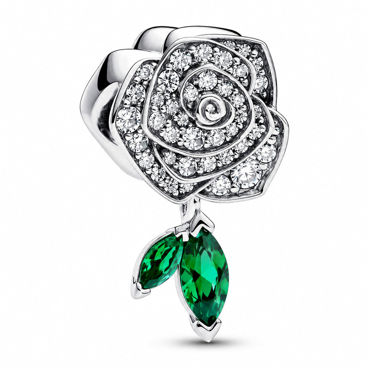 Sparkling Rose in Bloom Charm  S925 Sterling Silver