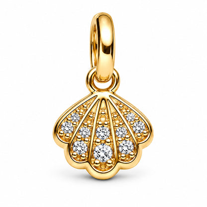 Sparkling Shell Mini Dangle Charm  S925 Sterling Silver