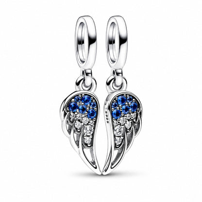 Sparkling Splitable Angel Wings Dangle Charm S925 Sterling Silver