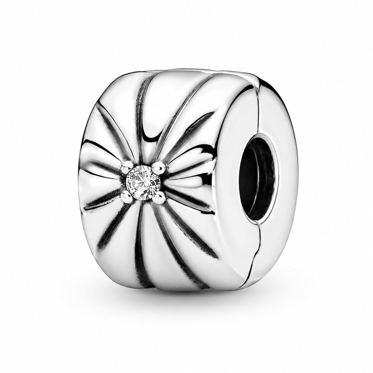 Sparkling Sunburst Clip Charm  S925 Sterling Silver