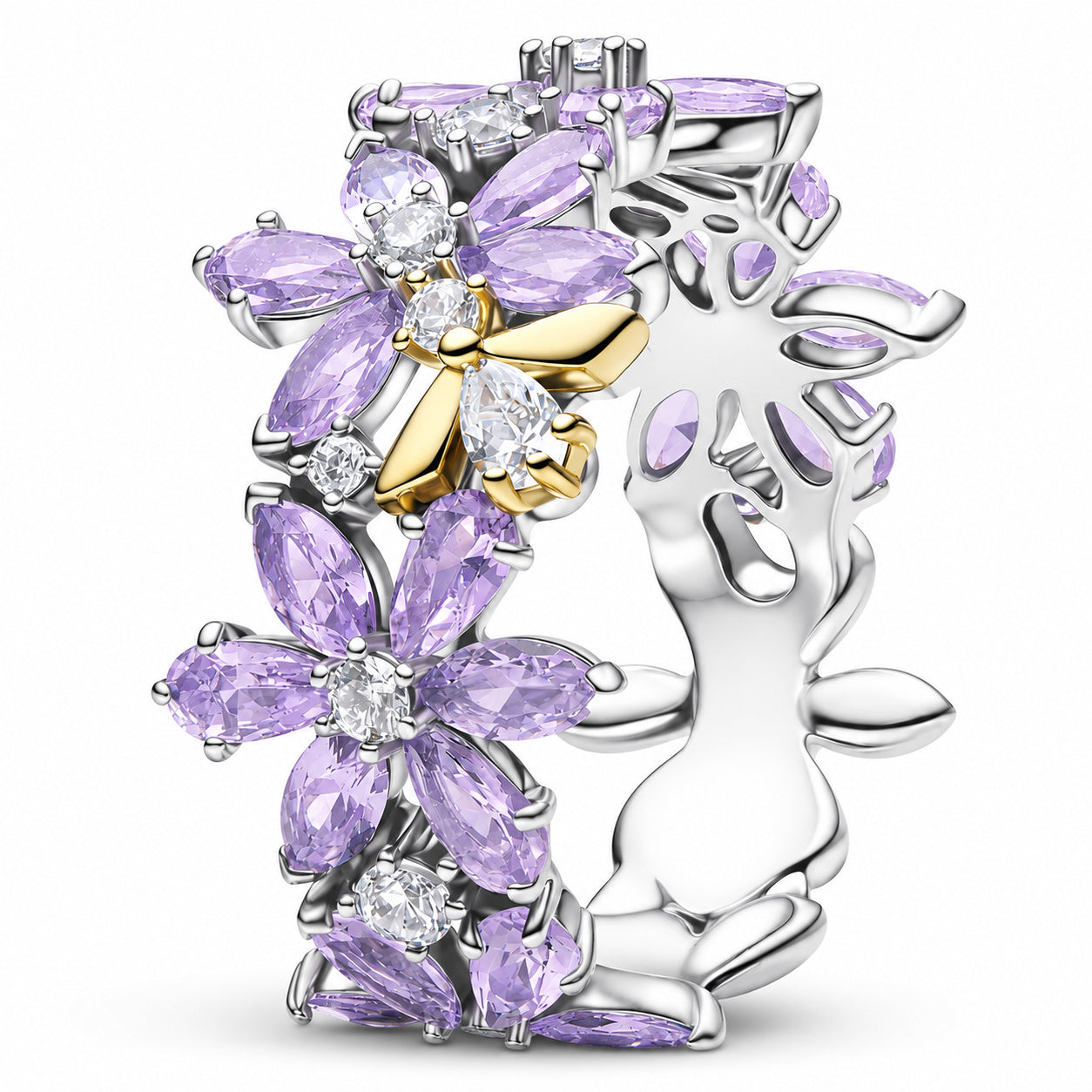 Sparkling White Radiant Bridgerton Herbarium & Bee Ring S925 Sterling Silver