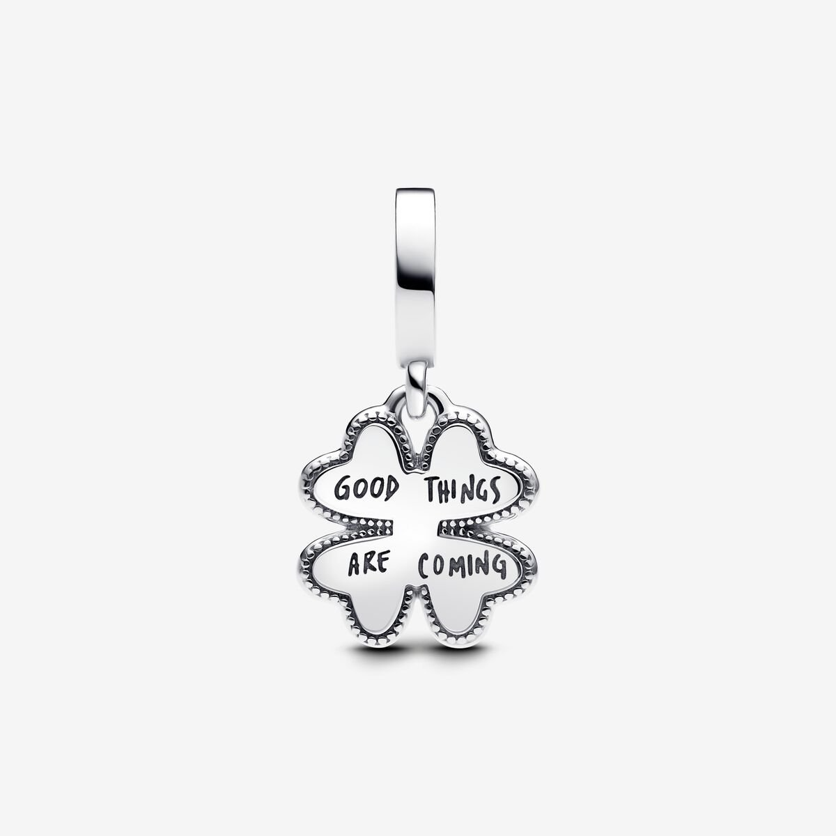 Spinnable Four Leaf Clover Dangle Charm S925 Sterling Silver
