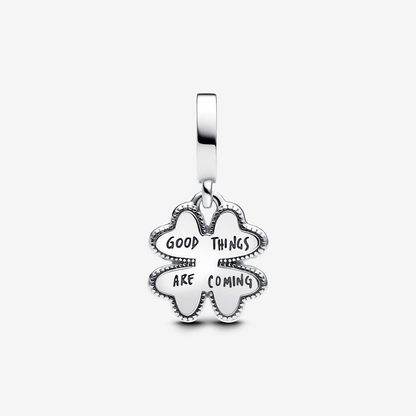 Spinnable Four Leaf Clover Dangle Charm  S925 Sterling Silver