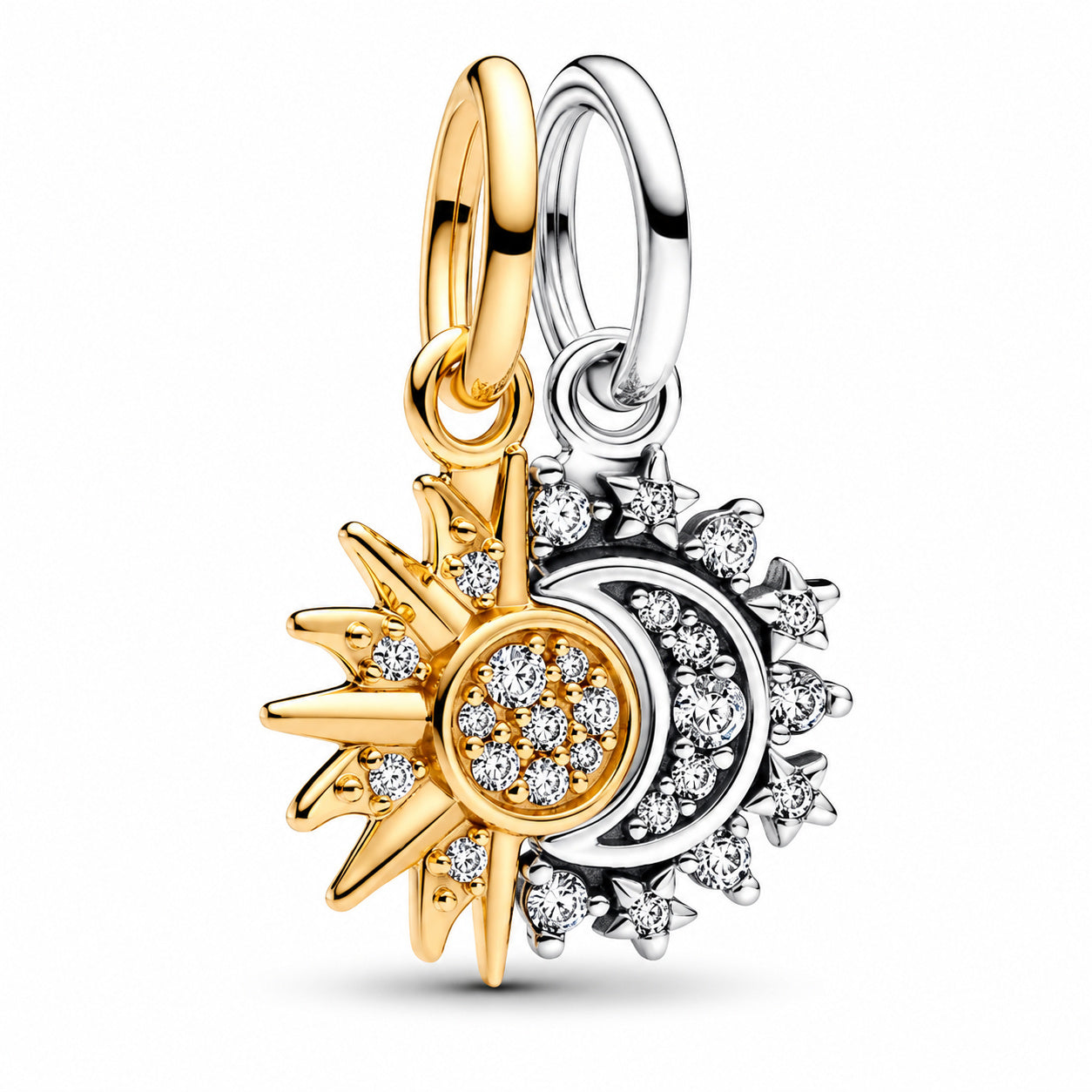 Splittable Sun & Moon Dangle Charm S925 Sterling Silver
