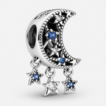 Star & Crescent Moon Charm S925 Sterling Silver