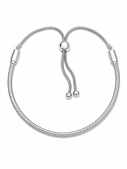 Adjustable Snake Chain Slider Bracelet S925 Sterling Silver