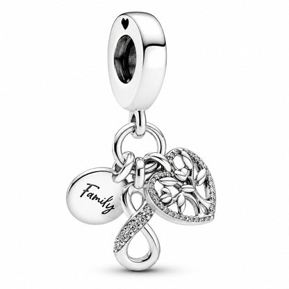 Family Infinity Triple Dangle Charm S925 Sterling Silver