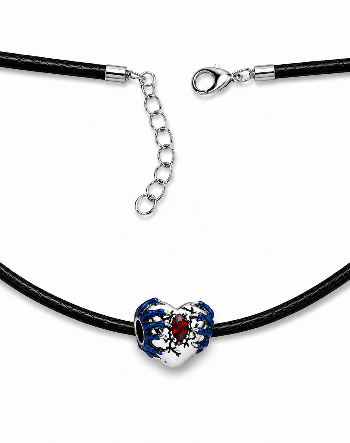 Stranger Things Glow-in-the-dark Heart Necklace Pendant & Adjustable Black Cord S925 Sterling Silver