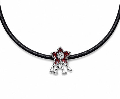 Stranger Things moveable demogorgon Necklace Pendant & Adjustable Black Cord S925 Sterling Silver