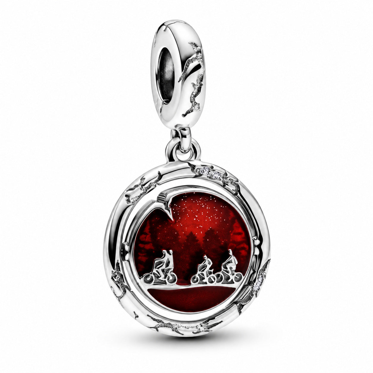 Stranger Things Glow-in-the-dark Upside Down Dangle Charm S925 Sterling Silver