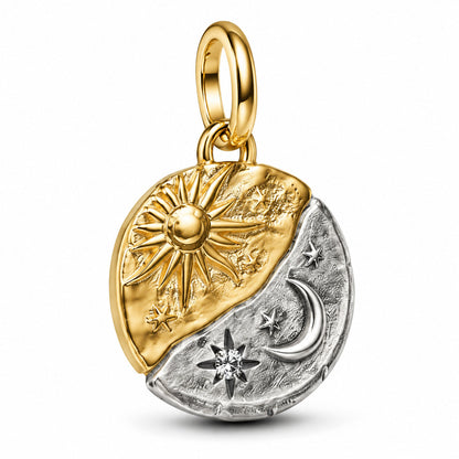 Sun and Moon Medallion Charm S925 Sterling Silver