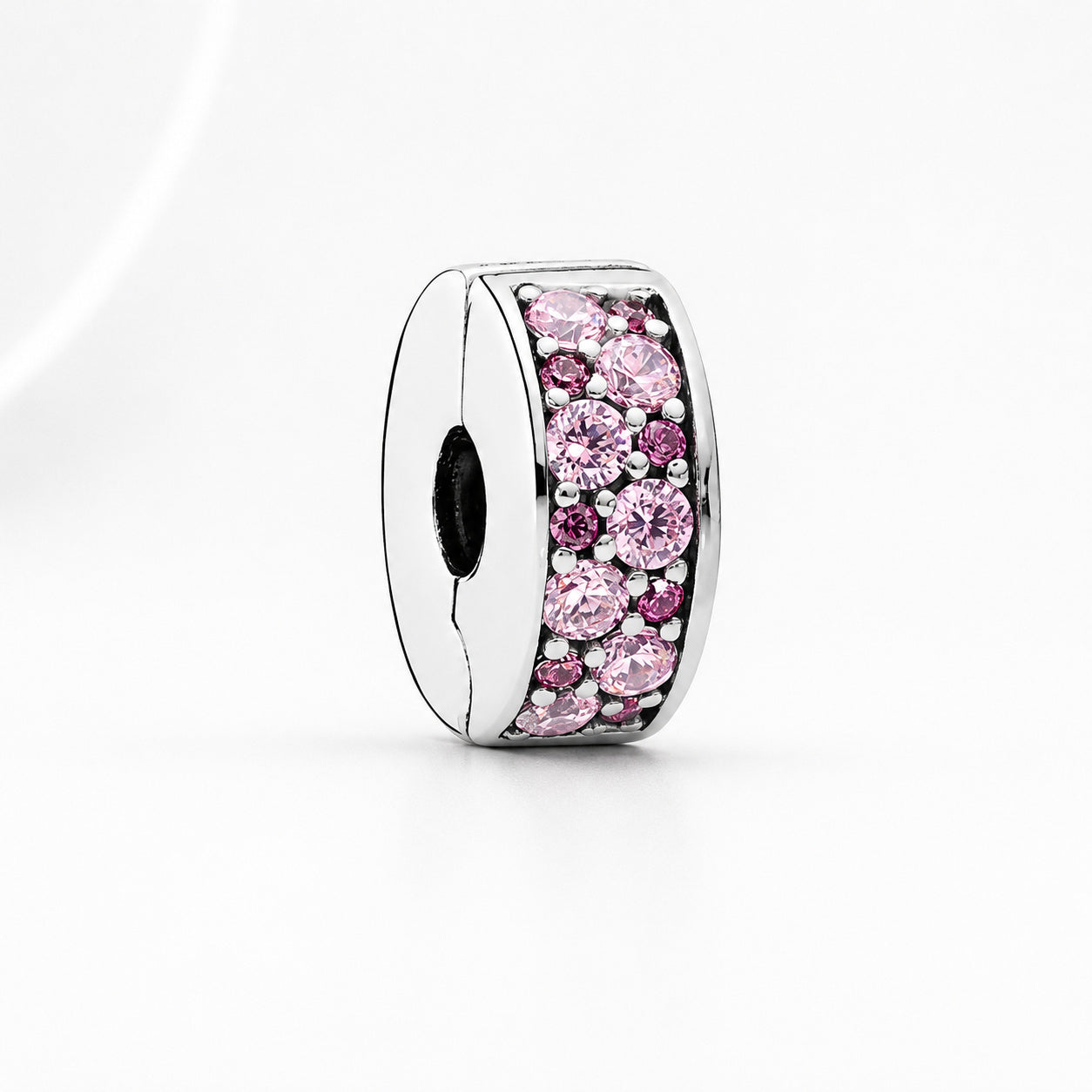 Round Clip Stopper Clear Pink Blue Purple S925 Charms