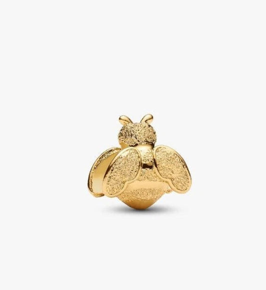 Textured Bee Mini Charm S925 Sterling Silver