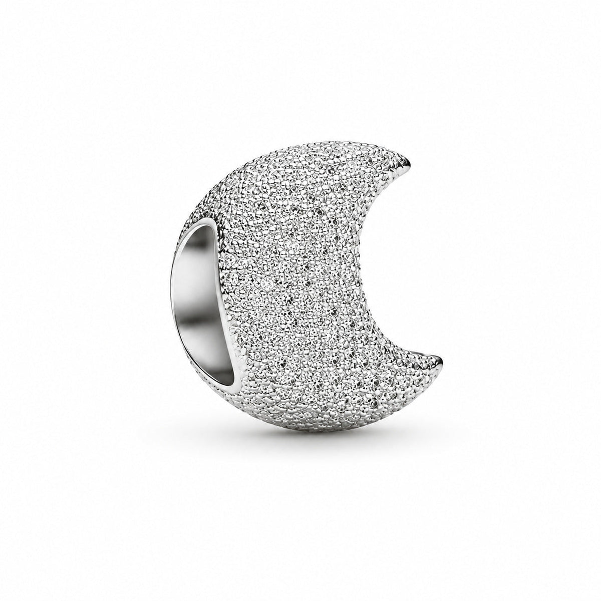Textured Moon Mini Charm  S925 Sterling Silver