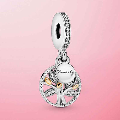 Family Tree Dangle Charm S925 Sterling Silver