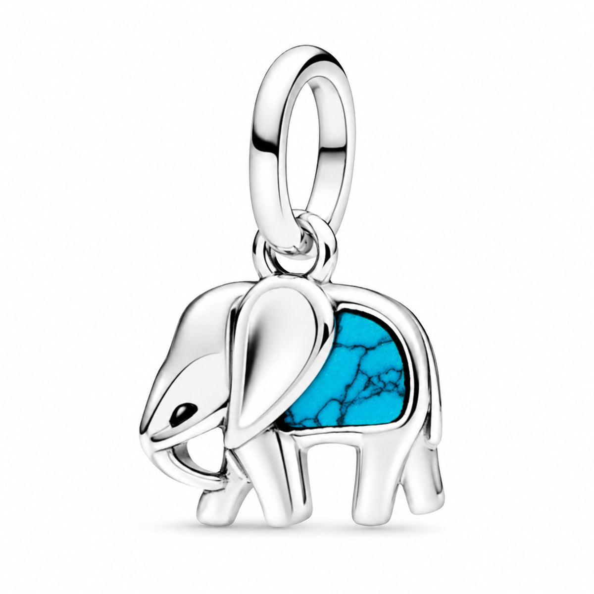 Turquoise-coloured Elephant Mini Dangle Charm  S925 Sterling Silver