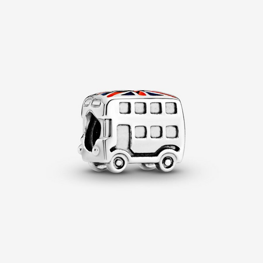 Union Jack London Bus Charm Hallmarked S925 Sterling Silver