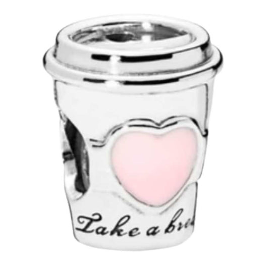 Take a Break Coffee Cup Charm Hallmarked S925 Sterling Silver