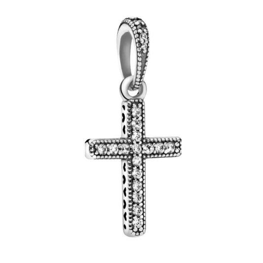 Sparkling Cross Pendant charm Hallmarked S925 Sterling Silver